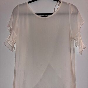 One Size (Small) White Split back, open shoulder white Top  From Honey Punch